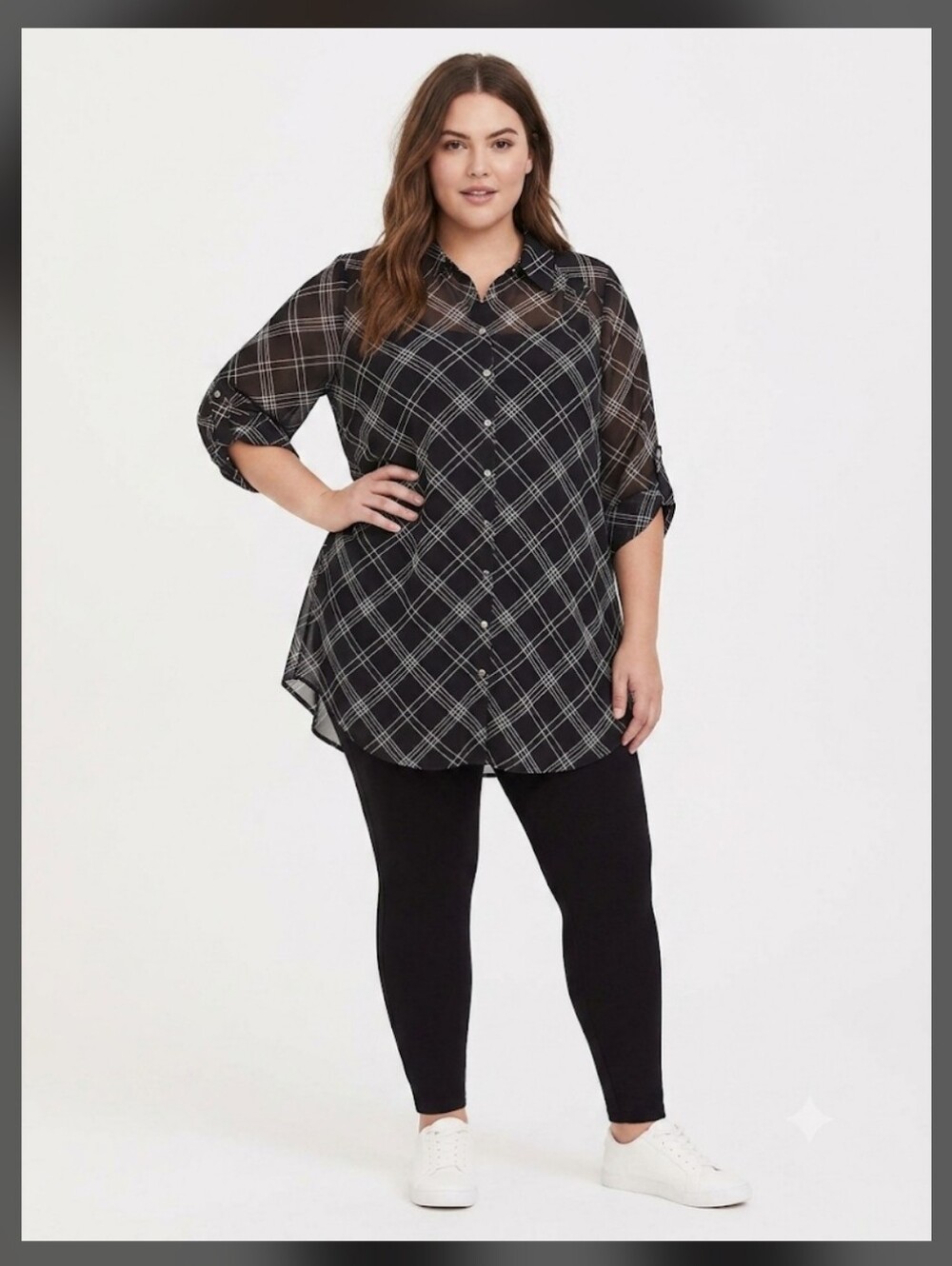 #038 Torrid 1 Georgette 3/4 Sleeve Blouse
